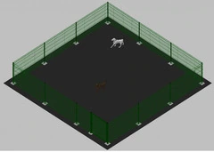 .Recinto-Box Modulare per Cani in Ferro Zincato e Verniciato Verde-con Pali a Tassellare - cm 600x600x142h - 2