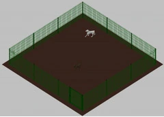 .Recinto-Box Modulare per Cani in Ferro Zincato e Verniciato Verde-con Pali a Interrare - cm 600x600x102h - 2