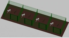 Recinto-Box Modulare per Cani in Ferro Zincato e Verniciato Verde-con Pali a Interrare - cm 200x200x142h(per 4 box) - 2