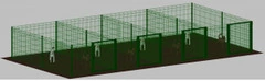 Recinto-Box Modulare per Cani in Ferro Zincato e Verniciato Verde-con Pali a Interrare - cm 200x400x142h(per 4 box)