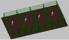 Recinto-Box Modulare per Cani in Ferro Zincato e Verniciato Verde-con Pali a Interrare - cm 200x400x122h(per 4 box) - 2
