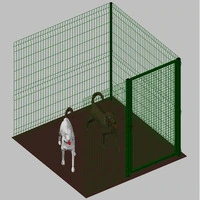 Modulo Aggiuntivo cm 200x200x172h per Recinto-Box Modulare per Cani in Ferro Zincato e Verniciato Verde-con Pali a Interrare