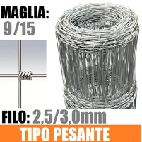 50mt-Rotolo Rete Metallica Pastorale Zincata -Tipo Pesante - a Maglia Annodata - H 120 cm