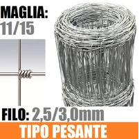 50mt-Rotolo Rete Metallica Pastorale Zincata -Tipo Pesante - a Maglia Annodata - H 140 cm