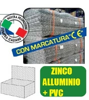 CONF. 50 PZ  GABBIONE A SCATOLA-RETE METALLICA PARAMASSI-ZINCO ALLUMINIO+PVC Dimensioni Mt 1.5X1X1