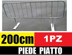 Transenna Stradale Pedonale-Piede Piatto- Recinzione Temporanea Barriera Modulare Zincata- cm 200x11