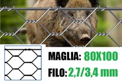 25 mt Rete Zincata a Doppia Torsione Per Cinghiali H 100 cm