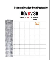 100mt-Rotolo Rete Metallica Pastorale Zincata -Tipo Pesante - a Maglia Annodata - H 80 cm - 4