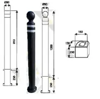 Dissuasore Paletto Style SF completo di Due Fasce Rifrangenti e Sfera Diametro 90mm Altezza 1000 mm - 2