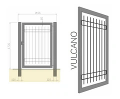 CANCELLO PEDONALE BATTENTE 'VULCANO'  ZINCATO A CALDO - MISURA : cm 146,6 X 173 h - 3