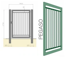 CANCELLO PEDONALE BATTENTE 'PEGASO' ZINCATO A CALDO - MISURA : cm 146,6 X 173 h - 3