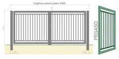CANCELLO CARRABILE BATTENTE A DUE ANTE 'PEGASO' ZINCATO E VERNICIATO Varie Misure - 2