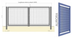 CANCELLO CARRABILE BATTENTE A DUE ANTE 'AURORA' ZINCATO A CALDO Varie Misure - 2