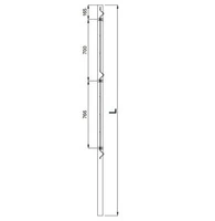 Palo Tubolare Grigio Chiaro 50x50 mm - Altezza Palo 205 cm - Completo di 3 piastrine - a Cementare - 3
