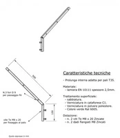 Prolunga interna a 45° per Paletto Recinzioni a 'T' in Ferro Plastificato Verde mm35X35 L 50 cm - 3