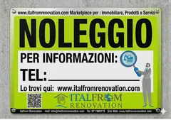 Cartello Noleggio Standard Italfrom Renovation (1pz) - in Lamiera per esterno - Formato A5