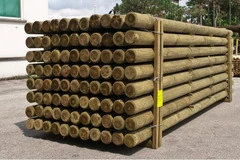 Pali in Legno di Pino Nordico Senza Punta Torniti Impregnati- Trattati Classe III - Diametro: 10cm - H200cm - 2