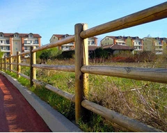 Pali in Legno di Pino Nordico Torniti Impregnati con 3 Fori- Trattati Classe III - Diametro: 12cm - H150cm - 2