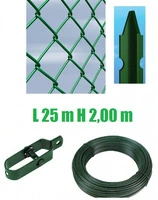 Recinzione Completa 25mt  Lineari Rete Metallica Plastificata (Rete h200 cm) (Maglia:mm50X50) con Paletti nel Cemento