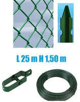 Recinzione Completa 25mt  Lineari Rete Metallica Plastificata (Rete h150 cm) (Maglia:mm50X50) con Paletti nel Cemento