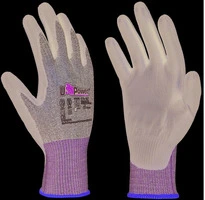 U-Power GUANTI DA LAVORO ANTITAGLIO B SAMBA IN NYLON/PU- FOAM Col. Grigio/Verde  tg. 8