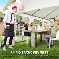Tendone per Feste 4x6 m con Finestre e 4 Pareti Laterali Rimovibili, in Acciaio e PE, Bianco - 8