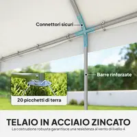 Tendone per Feste 4x6 m con Finestre e 4 Pareti Laterali Rimovibili, in Acciaio e PE, Bianco - 9
