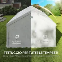 Tendone per Feste 4x6 m con Finestre e 4 Pareti Laterali Rimovibili, in Acciaio e PE, Bianco - 10