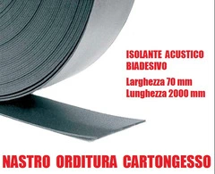 Nastro Isolante Acustico Biadesivo per Orditura Cartongesso in Polietilene Espanso - Larghezza 70 mm - Rotolo da 20 m