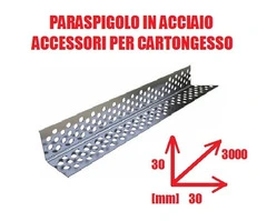 Paraspigolo in Acciaio L30/30 - Profilo per Cartongesso - Lunghezza Barra 300 cm