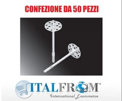 Tassello In Polipropilene Additivato - Diam. 10 mm - Lung. 120 mm Per Ancorare Pannelli Isolanti - Confezione Da 50 Pz