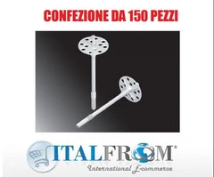 Tassello In Polipropilene Additivato - Diam. 10 mm - Lung. 120 mm Per Ancorare Pannelli Isolanti - Confezione Da 150 Pz