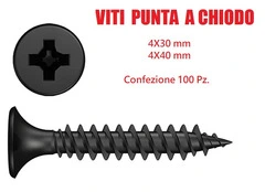 Viti Punta A Chiodo Per Lastre In Cemento - Accessori Per Cartongesso - 4 X 30 mm - Conf. 100 Pz