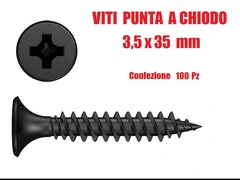 Viti Punta a Chiodo - Accessori per Cartongesso - (Ø 3,5 X 35mm) - CONF. 100 PZ