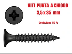 Viti Punta a Chiodo - Accessori per Cartongesso - (Ø 3,5 X 35mm) - CONF. 50 PZ