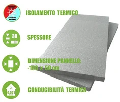 Pannello in EPS con Grafite 'Polistirene Espanso Sinterizzato' per Isolamento Termico -100x50x3 cm