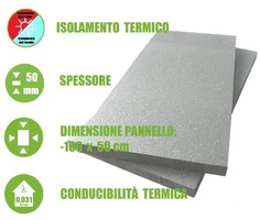 Pannello in EPS con Grafite 'Polistirene Espanso Sinterizzato' per Isolamento Termico -100x50x5 cm