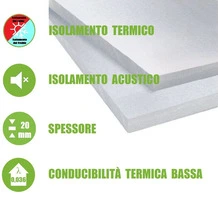 10 Pannelli in EPS 'Polistirene Espanso Sinterizzato' per Isolamento Termico/Acustico -100x50x2 cm