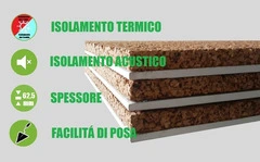 Pannello Accoppiato Cartongesso E Sughero Naturale - 200cm X 120cm - Spessore 62,5 mm - Italfrom