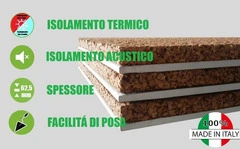 Pannello Accoppiato Cartongesso e Sughero Naturale per Isolamento Termico/Acustico- Spessore 62,5 mm - 120 X 50 cm - Italfrom