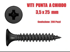 Viti Punta a Chiodo - Accessori per Cartongesso - (Ø 3,5 X 25mm) - CONF. 200 PZ