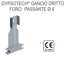 Gancio Dritto Foro Passante Diametro 5 mm per Montanti a C 15/48/15 e 27/48/27 Bordo Arrotondato - Confezione 10 Pezzi - 2