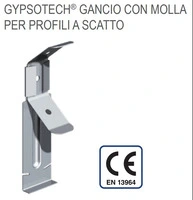 Gancio con Molla per Profili a Scatto per Guide a U 40/28/40 - Confezione 10 Pezzi - 2
