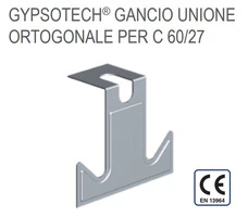 Gancio Unione Ortogonale per Montanti a C 27/60/27 - Confezione 10 Pezzi - 2
