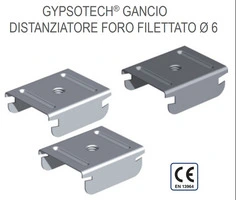 Gancio Distanziatore Foro Passante ø 6 Filettato per Montanti a C 15/48/15 e 27/48/27 Bordo Schiacciato - Confezione 10 Pezzi - 2