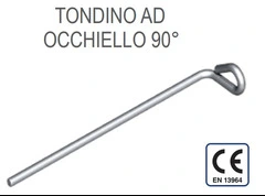 Tondino ad Occhiello a 90° ø 4 mm Lunghezza 25 cm - Confezione 10 Pezzi - 2