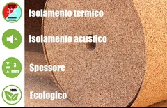 Rotolo in Sughero Naturale per Isolamento Termico/Acustico-20mx1mx3 mm