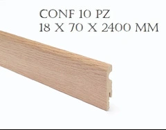 CONF. 10 PZ BATTISCOPA PASSACAVO SAGOMATO MDF FINITURA ROVERE SCURO 18 X 70 X 2400 MM