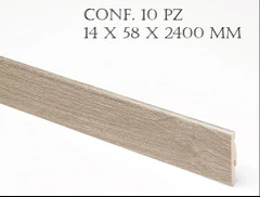 CONF. 10 PZ BATTISCOPA INCLINATO MDF FINITURA NOCE RUSTICO 14 X 58 X 2400 MM