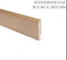 BATTISCOPA LISCIO IN ESSENZE FINITURA IROKO CONF. 6 PZ 16 X 80 X 2400 MM